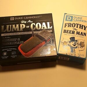 Duke Cannon 2pc"Big Ass" soap."Lump of Coal" W/Scrubber &"Frothy the Beer Man"